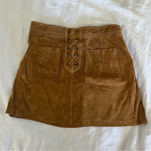 stradivarius Dresses & Skirts - stradivarius Genuine Leather Skirt Size 4